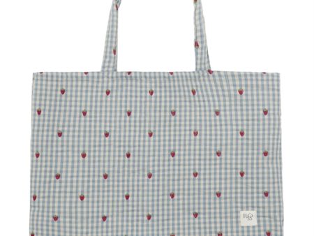 Flöss Polly Quiltet Taske Berry Blue Gingham Cheap