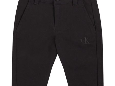 Calvin Klein Ck Black Cotton Woven Chino Pants Online Sale