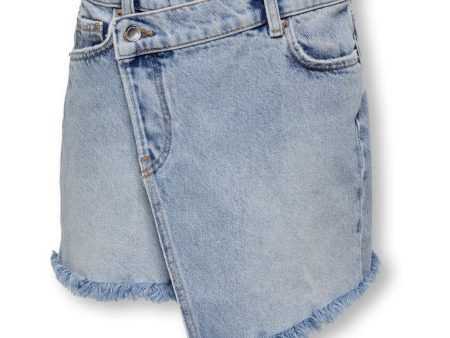 kids ONLY Light Blue Denim Kat Uneaven Closure Denim Nederdel For Cheap