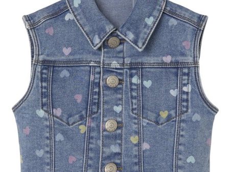 Name it Medium Blue Denim Hearts Rosa Denim Vest Online Hot Sale