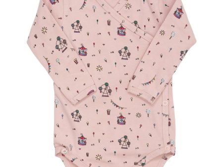 Copenhagen Colors Dusty Rose Tivoli Print Jersey Crossover Body W Print Ls Online Sale