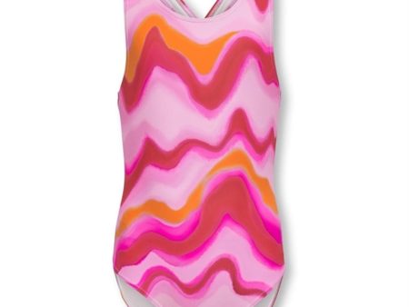 Kids ONLY Pink Lady   Heat Waves Laura Cross Back Badedragt Discount