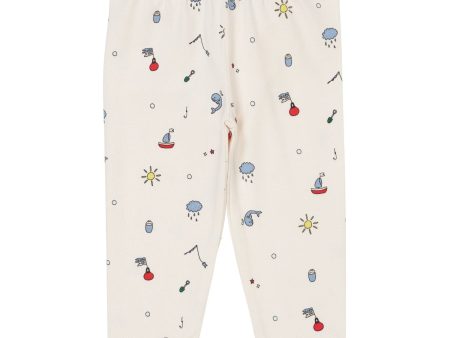 Copenhagen Colors Cream Fishing Print Jersey Leggings W Print For Sale